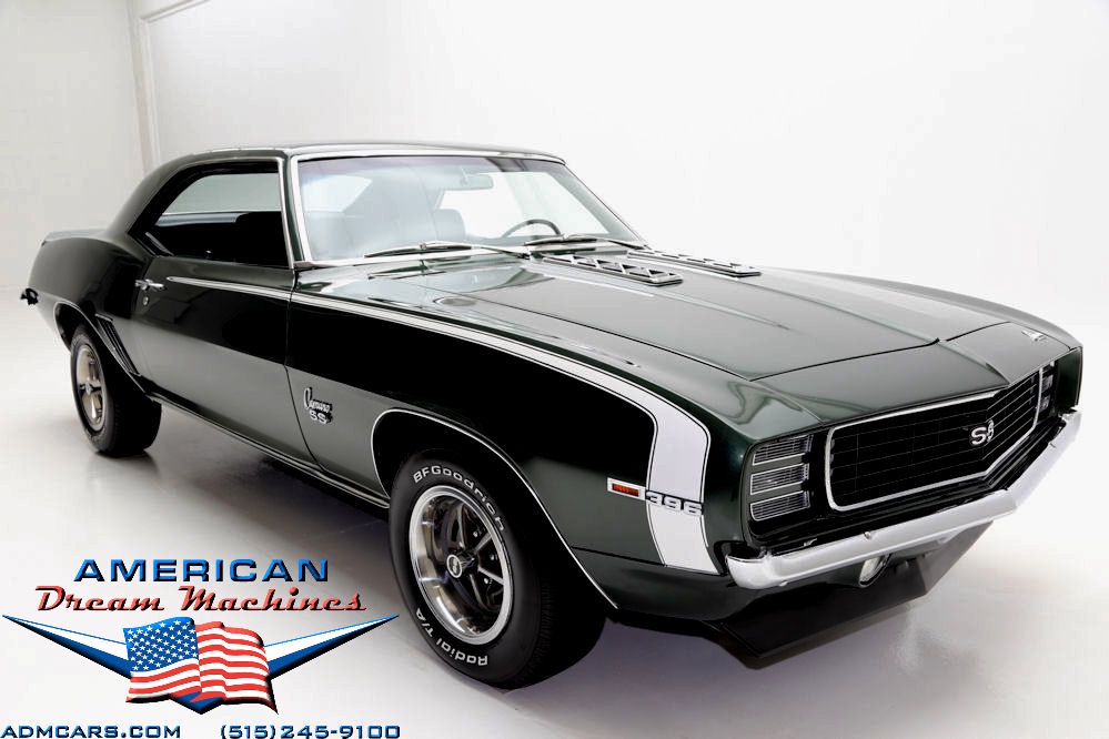 For Sale Used 1969 Chevrolet Camaro, RS/SS 4 speed Rally Sport Super Sport green | American Dream Machines Des Moines IA 50309