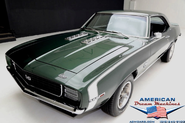 For Sale Used 1969 Chevrolet Camaro, RS/SS 4 speed Rally Sport Super Sport green | American Dream Machines Des Moines IA 50309