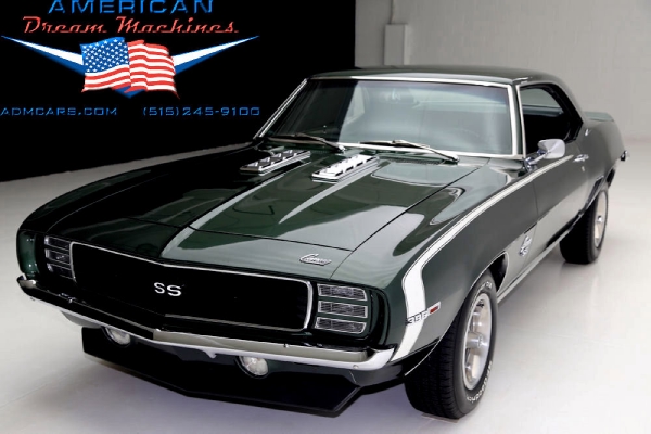 For Sale Used 1969 Chevrolet Camaro, RS/SS 4 speed Rally Sport Super Sport green | American Dream Machines Des Moines IA 50309