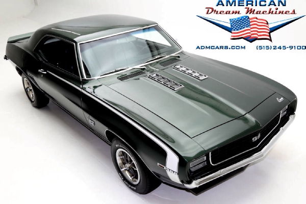 For Sale Used 1969 Chevrolet Camaro, RS/SS 4 speed Rally Sport Super Sport green | American Dream Machines Des Moines IA 50309