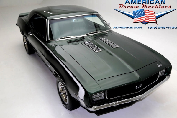 For Sale Used 1969 Chevrolet Camaro, RS/SS 4 speed Rally Sport Super Sport green | American Dream Machines Des Moines IA 50309