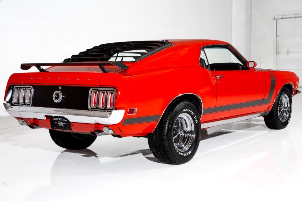 For Sale Used 1970 Ford Mustang Calypso Coral Boss Stripes | American Dream Machines Des Moines IA 50309