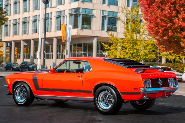 For Sale Used 1970 Ford Mustang Calypso Coral Boss Stripes | American Dream Machines Des Moines IA 50309