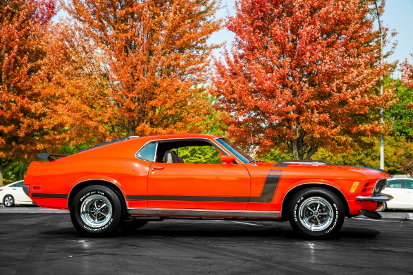 For Sale Used 1970 Ford Mustang Calypso Coral Boss Stripes | American Dream Machines Des Moines IA 50309