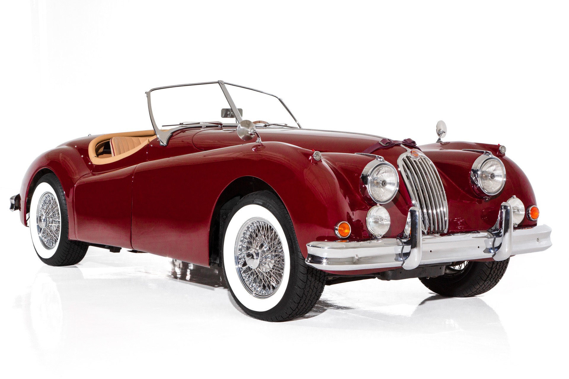 For Sale Used 1957 Jaguar XK140 Burgundy Roadster 4-speed | American Dream Machines Des Moines IA 50309