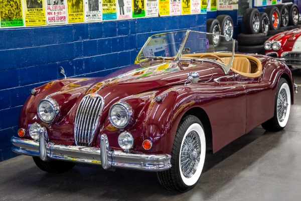 For Sale Used 1957 Jaguar XK140 Burgundy Roadster 4-speed | American Dream Machines Des Moines IA 50309