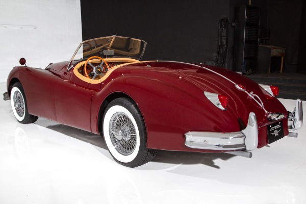 For Sale Used 1957 Jaguar XK140 Burgundy Roadster 4-speed | American Dream Machines Des Moines IA 50309