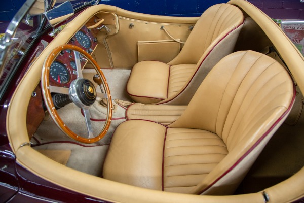 For Sale Used 1957 Jaguar XK140 Burgundy Roadster 4-speed | American Dream Machines Des Moines IA 50309