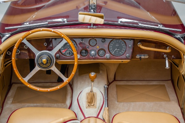 For Sale Used 1957 Jaguar XK140 Burgundy Roadster 4-speed | American Dream Machines Des Moines IA 50309