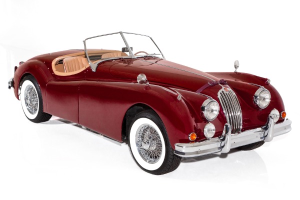 For Sale Used 1957 Jaguar XK140 Burgundy Roadster 4-speed | American Dream Machines Des Moines IA 50309