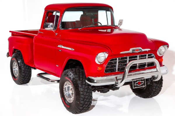 For Sale Used 1955 Chevrolet Pickup Big Red! 4x4 350/375hp AC | American Dream Machines Des Moines IA 50309