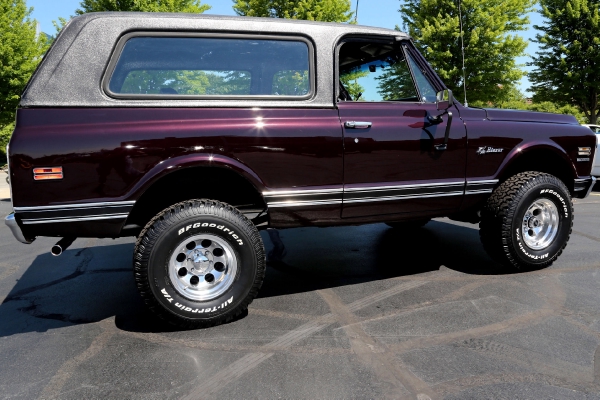 For Sale Used 1972 Chevrolet K5 Blazer Black Cherry, 4x4 Houndstooth | American Dream Machines Des Moines IA 50309