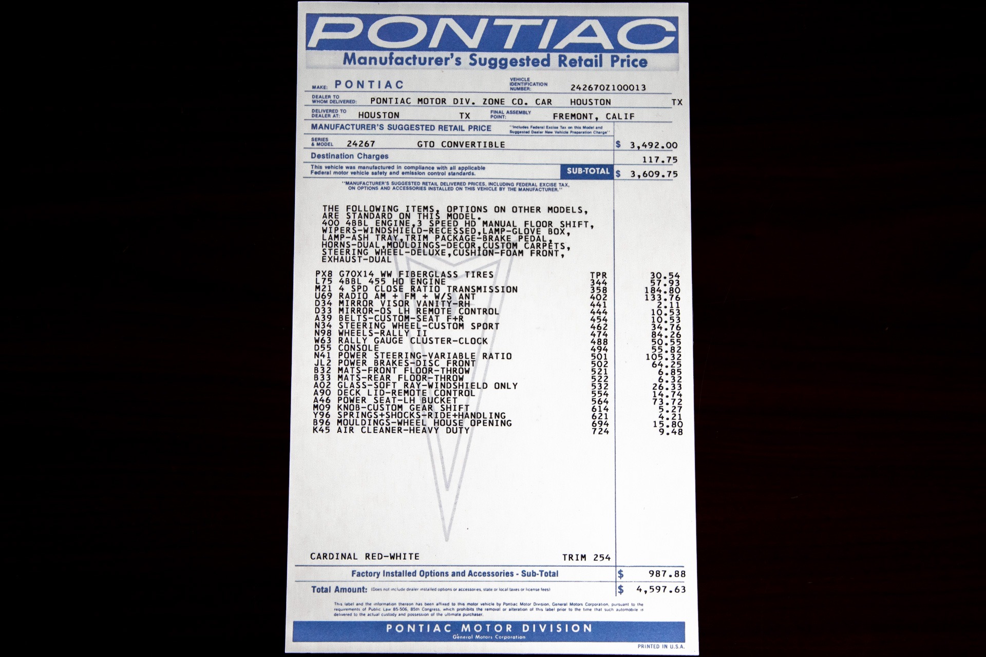 Used 1970 Pontiac GTO 455, 4-Speed, Build Sheet | St. Petersburg, FL