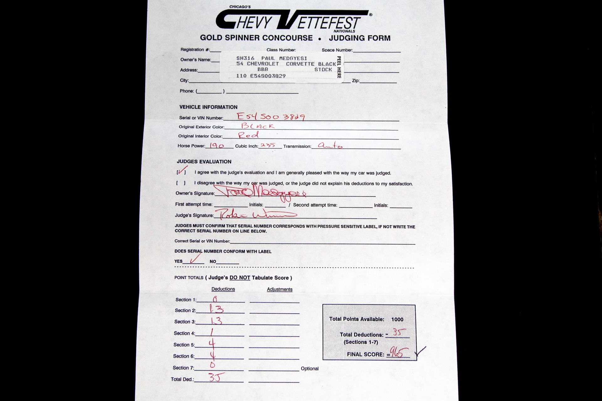 Used 1954 Chevrolet Corvette Black/Red Concours Level | St. Petersburg, FL