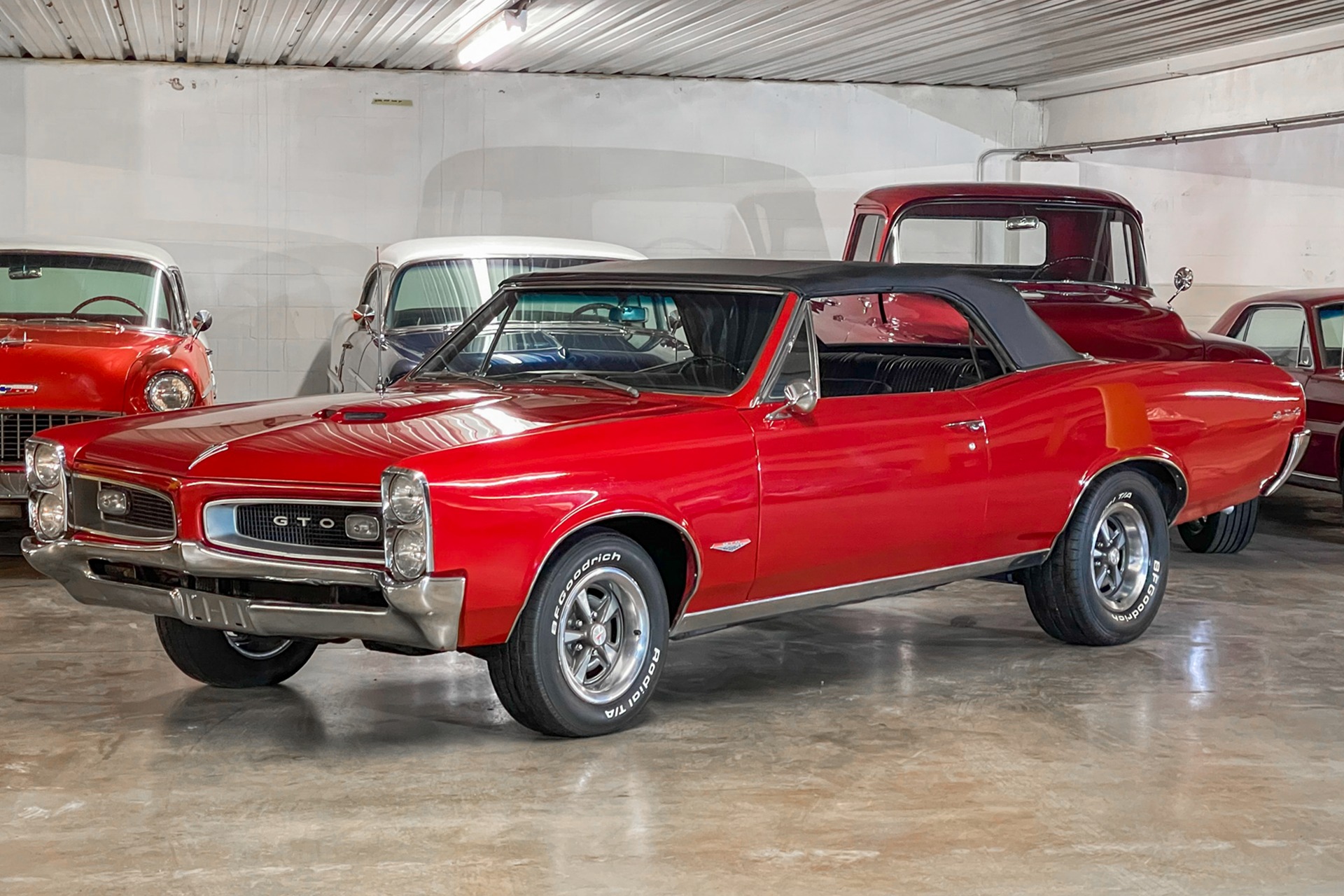 For Sale Used 1966 Pontiac Lemans/Tempest Red Convertible, GTO Options Added, Black Buckets & Console, Auto, PS | American Dream Machines Des Moines IA 50309