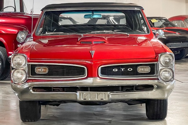For Sale Used 1966 Pontiac Lemans/Tempest Red Convertible, GTO Options Added, Black Buckets & Console, Auto, PS | American Dream Machines Des Moines IA 50309