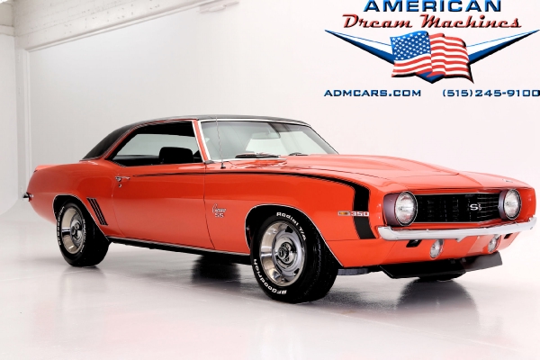 For Sale Used 1969 Chevrolet Camaro coupe, Hugger Orange, SS options | American Dream Machines Des Moines IA 50309