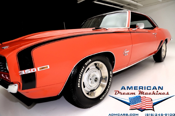 For Sale Used 1969 Chevrolet Camaro coupe, Hugger Orange, SS options | American Dream Machines Des Moines IA 50309