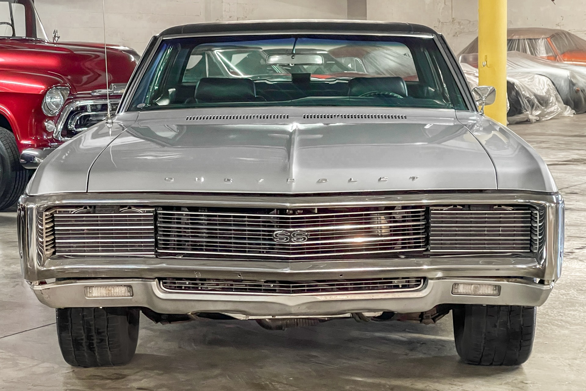 For Sale Used 1969 Chevrolet Caprice Custom Silver Survivor, Blue Bucket Seats Hideaway Headlights 396 Auto  PS PB AC | American Dream Machines Des Moines IA 50309