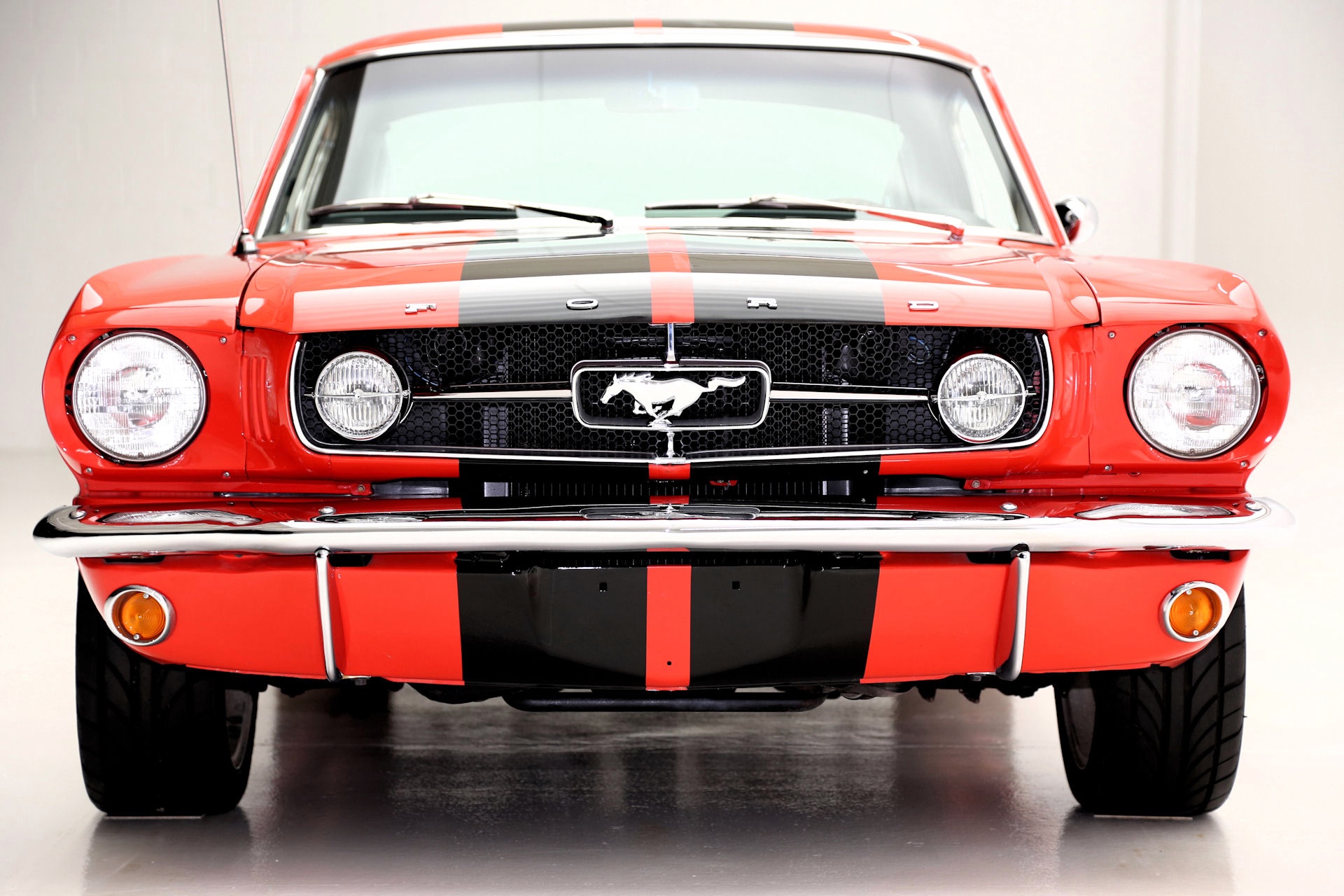 For Sale Used 1965 Ford Mustang Fastback poppy red, blk interior | American Dream Machines Des Moines IA 50309