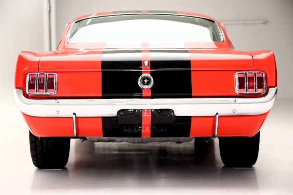 For Sale Used 1965 Ford Mustang Fastback poppy red, blk interior | American Dream Machines Des Moines IA 50309