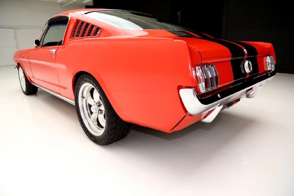 For Sale Used 1965 Ford Mustang Fastback poppy red, blk interior | American Dream Machines Des Moines IA 50309