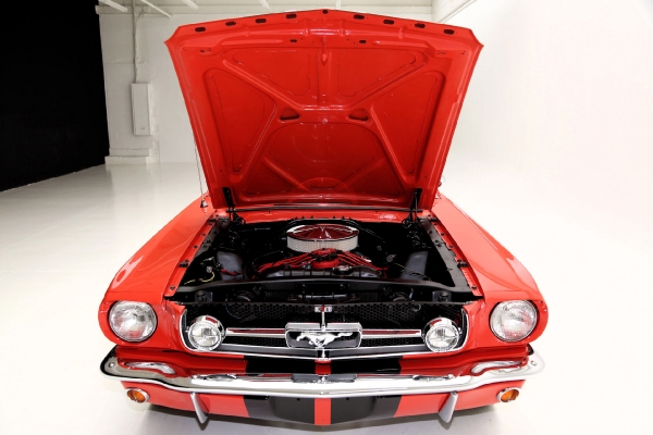 For Sale Used 1965 Ford Mustang Fastback poppy red, blk interior | American Dream Machines Des Moines IA 50309