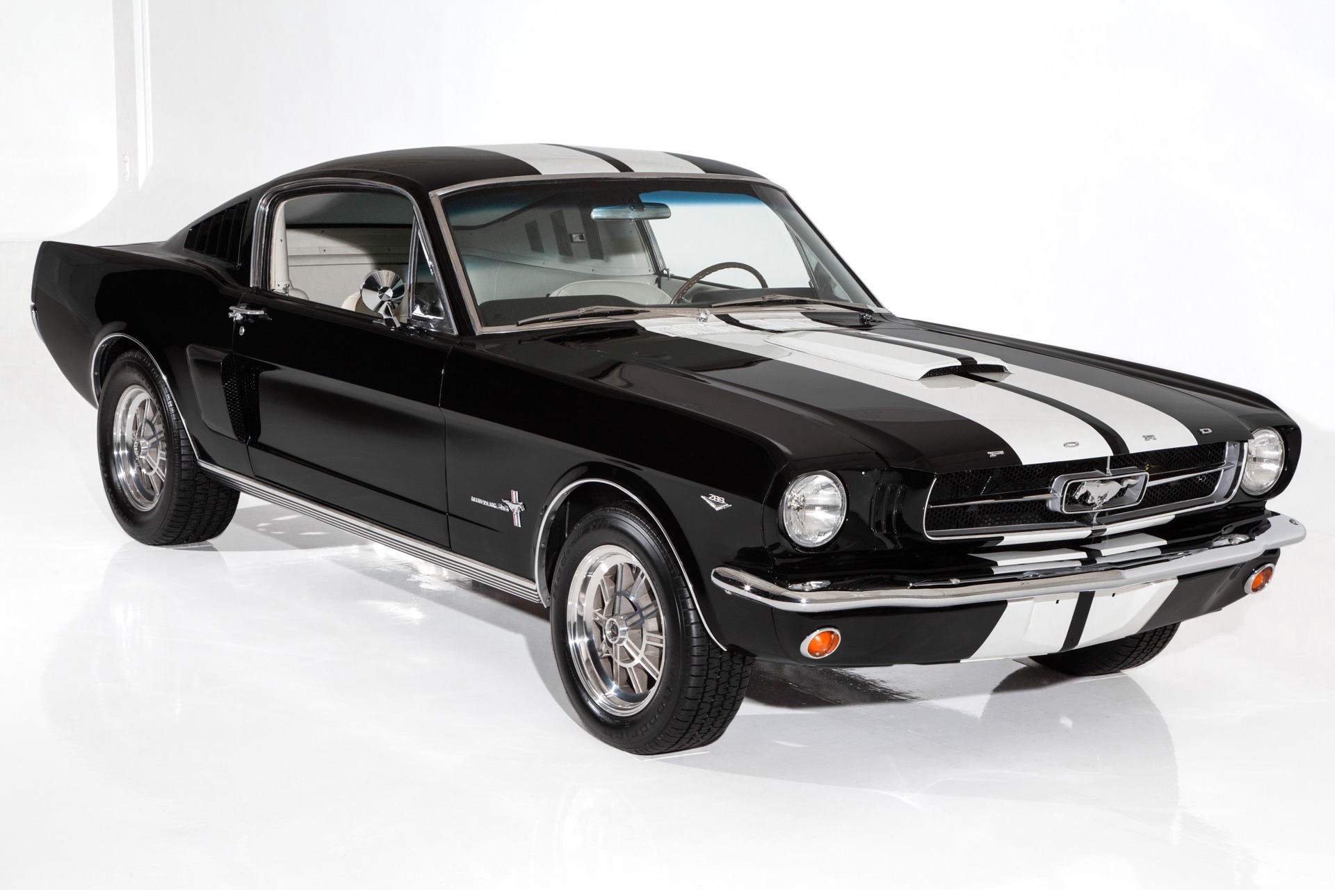 For Sale Used 1965 Ford Mustang Black & White 4-Spd PS PW Disc AC | American Dream Machines Des Moines IA 50309