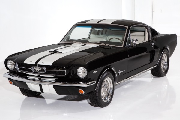 For Sale Used 1965 Ford Mustang Black & White 4-Spd PS PW Disc AC | American Dream Machines Des Moines IA 50309