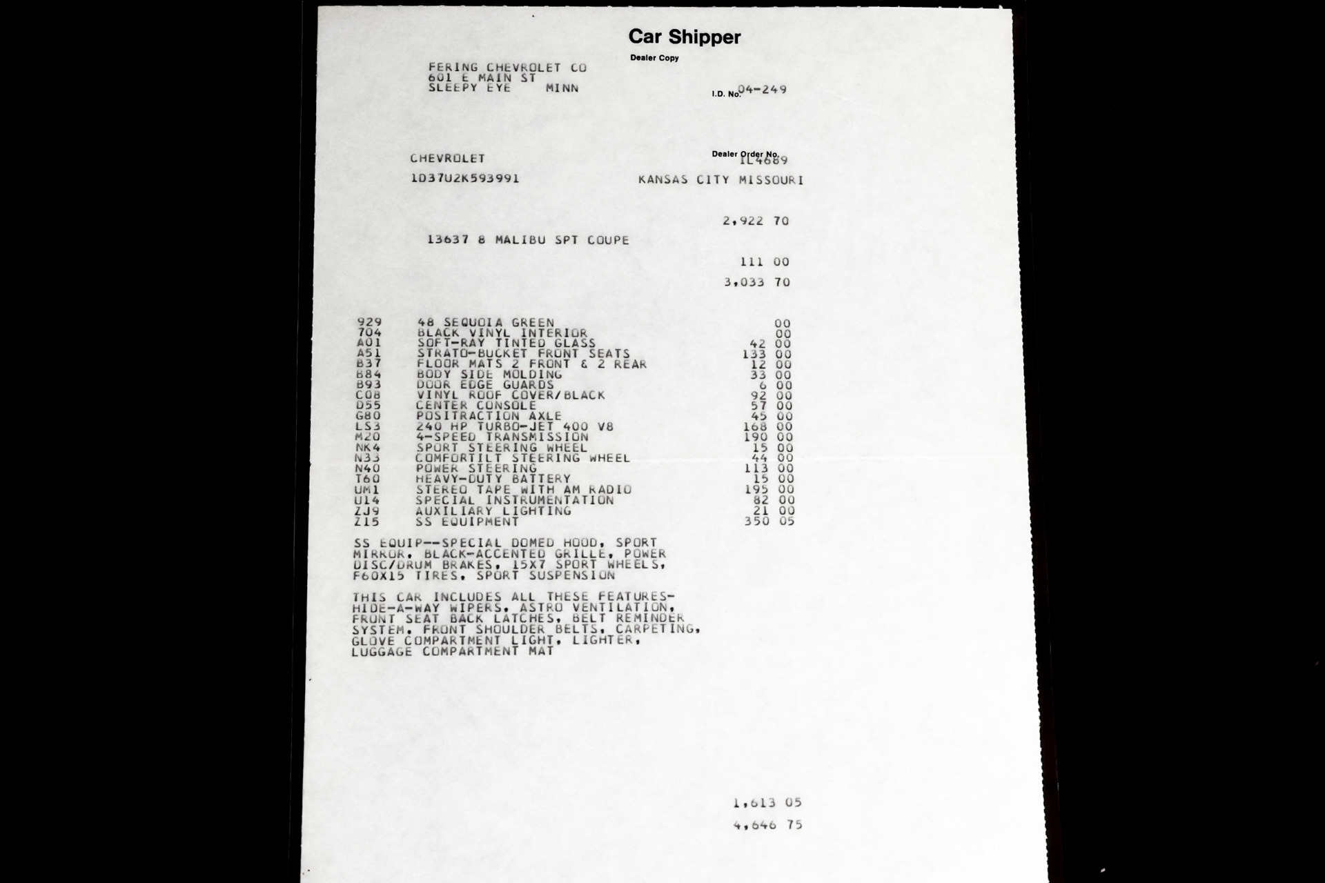 Used 1972 Chevrolet Chevelle SS Build Sheet 500hp 5-Speed | St. Petersburg, FL