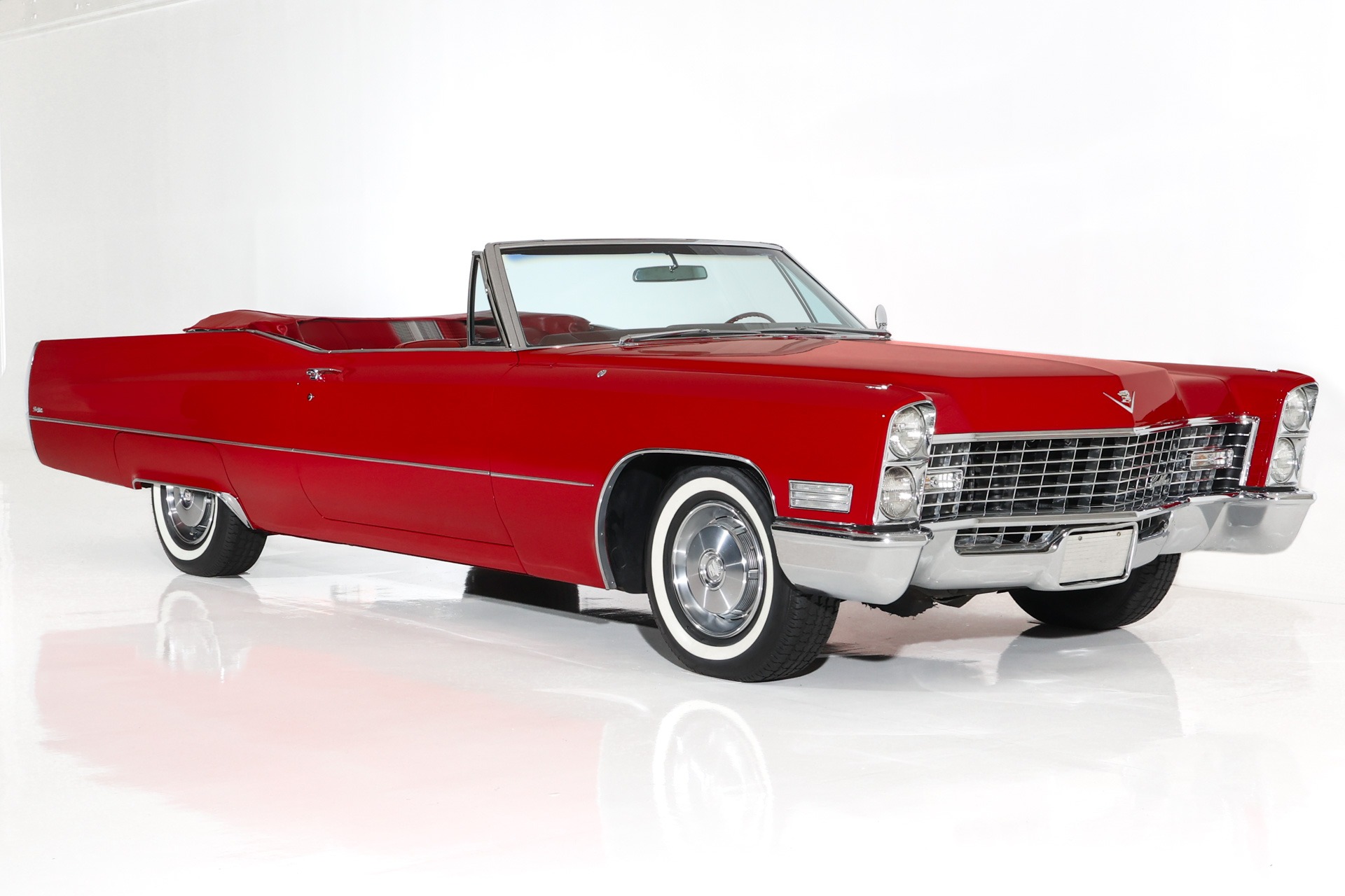 For Sale Used 1967 Cadillac DeVille Red/Red 429 Auto AC PS Cruise | American Dream Machines Des Moines IA 50309