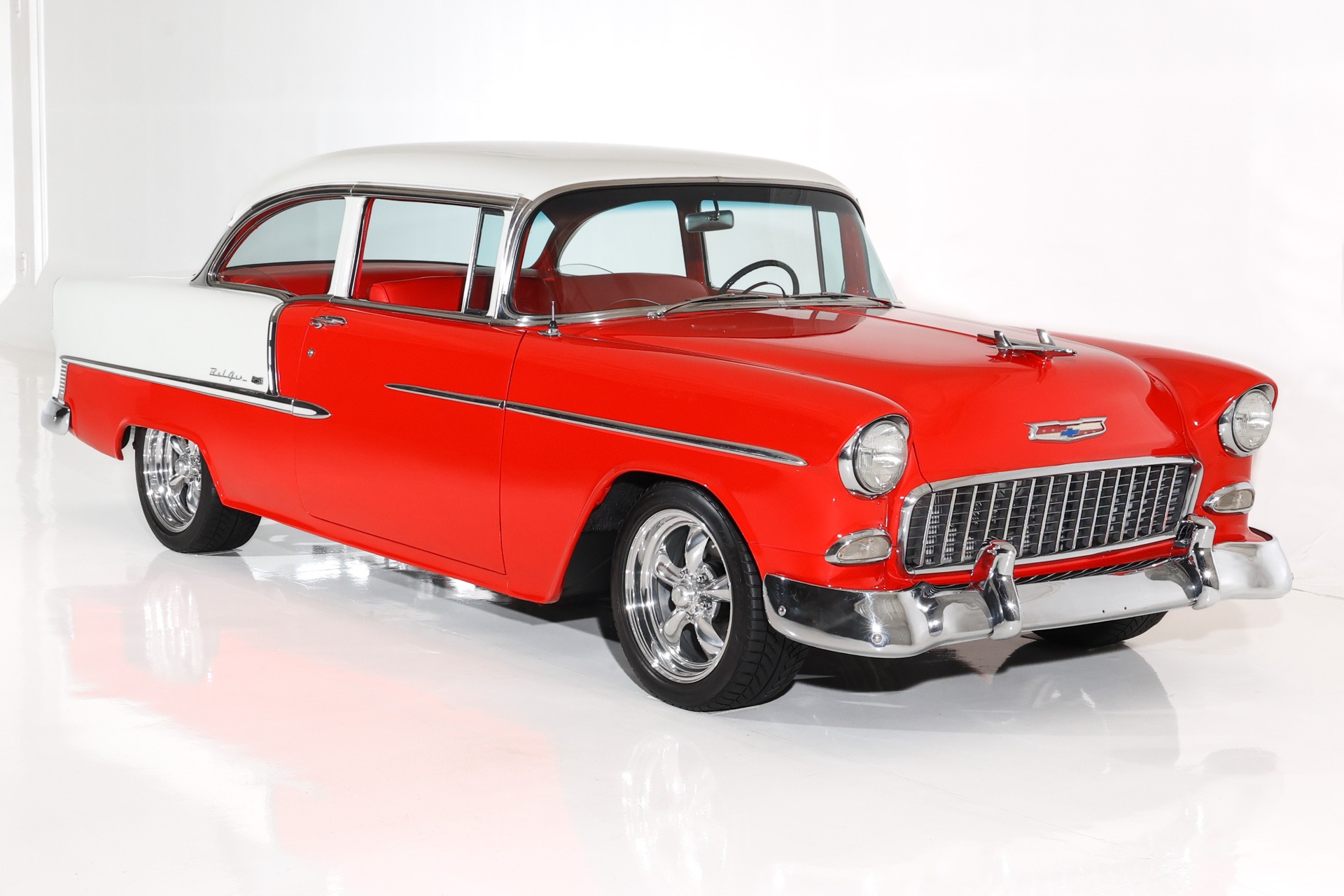 For Sale Used 1955 Chevrolet Bel Air Built 350 4-Speed New Red Int. | American Dream Machines Des Moines IA 50309