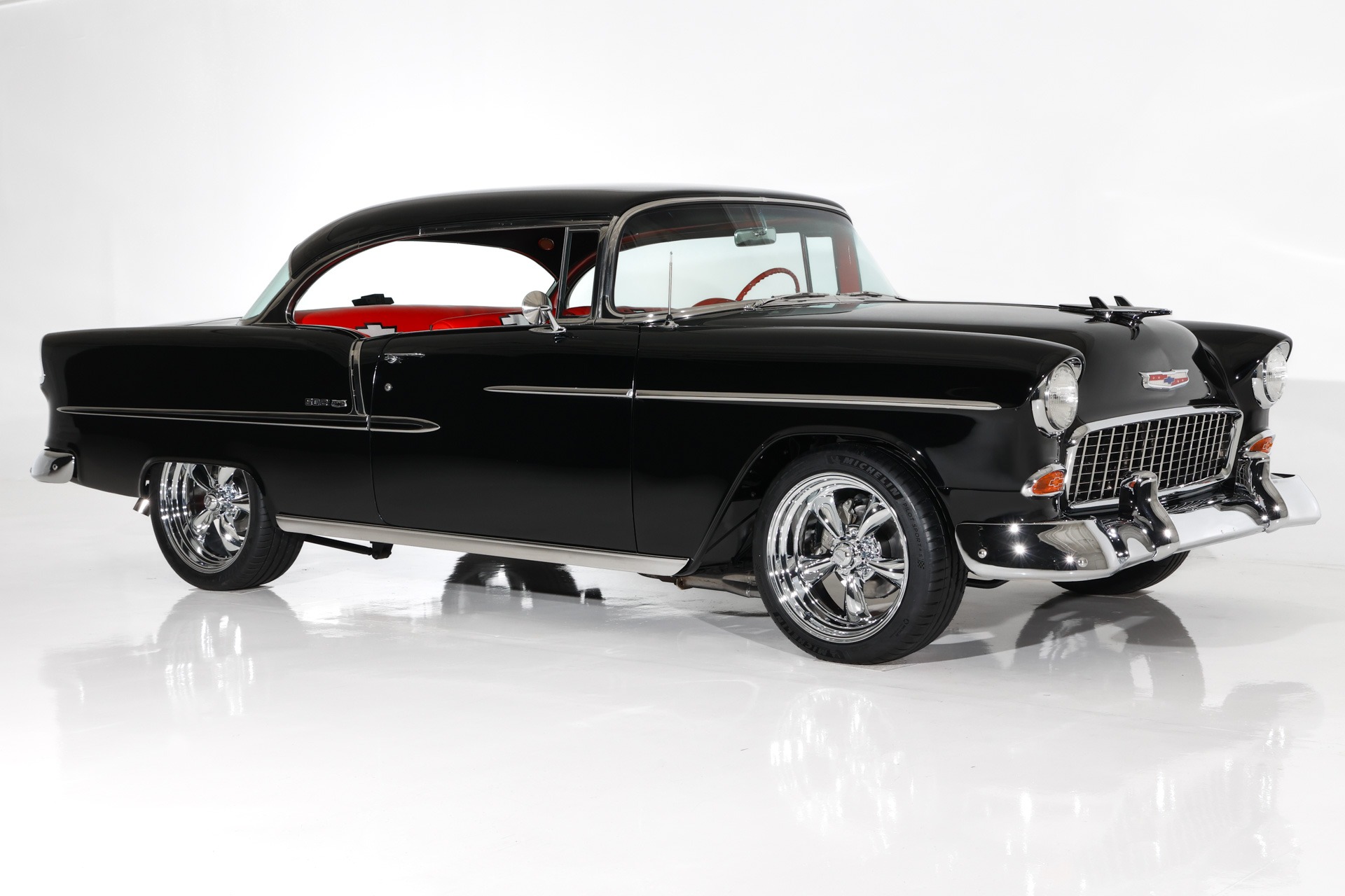 For Sale Used 1955 Chevrolet Bel Air Jet Black 502 6-Speed PS PB AC | American Dream Machines Des Moines IA 50309