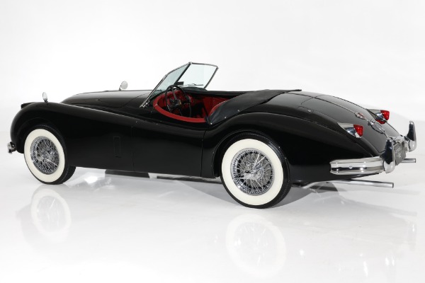 For Sale Used 1955 Jaguar XK140 MC Exquisite Black, Red Leather | American Dream Machines Des Moines IA 50309