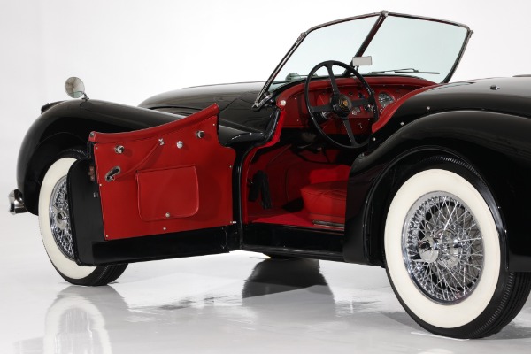 For Sale Used 1955 Jaguar XK140 MC Exquisite Black, Red Leather | American Dream Machines Des Moines IA 50309