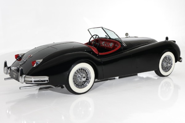 For Sale Used 1955 Jaguar XK140 MC Exquisite Black, Red Leather | American Dream Machines Des Moines IA 50309