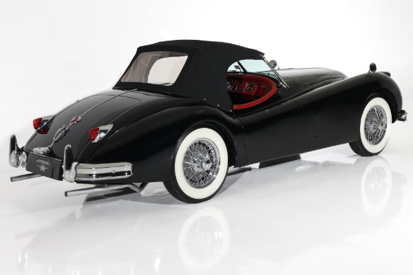 For Sale Used 1955 Jaguar XK140 MC Exquisite Black, Red Leather | American Dream Machines Des Moines IA 50309