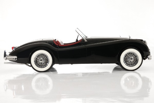 For Sale Used 1955 Jaguar XK140 MC Exquisite Black, Red Leather | American Dream Machines Des Moines IA 50309