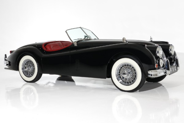 For Sale Used 1955 Jaguar XK140 SE Exquisite Black, Red Leather | American Dream Machines Des Moines IA 50309