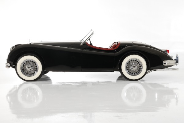 For Sale Used 1955 Jaguar XK140 MC Exquisite Black, Red Leather | American Dream Machines Des Moines IA 50309