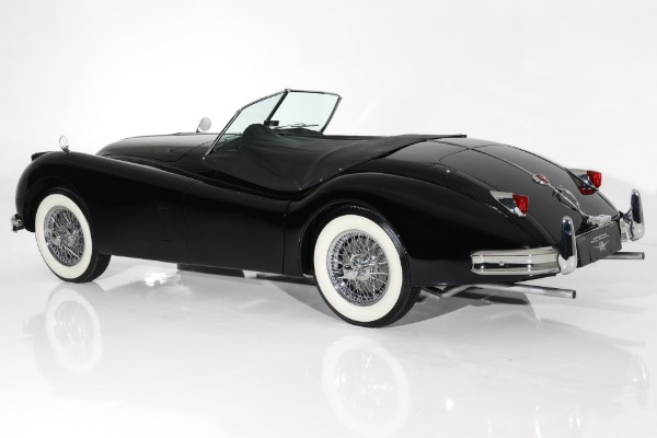 For Sale Used 1955 Jaguar XK140 MC Exquisite Black, Red Leather | American Dream Machines Des Moines IA 50309