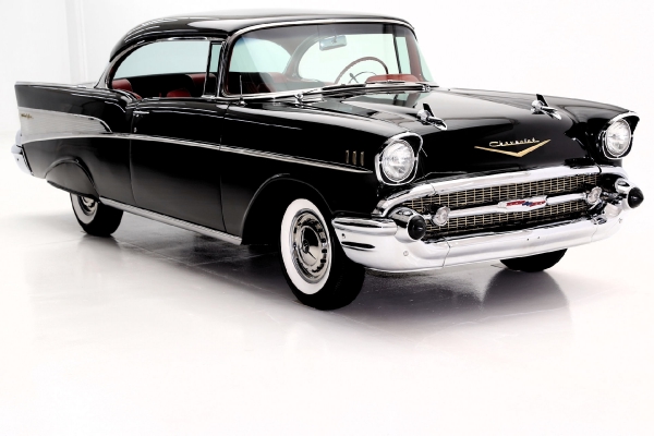 For Sale Used 1957 Chevrolet Bel Air Black Red & Black int 283 Auto | American Dream Machines Des Moines IA 50309