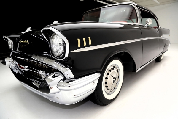 For Sale Used 1957 Chevrolet Bel Air Black Red & Black int 283 Auto | American Dream Machines Des Moines IA 50309