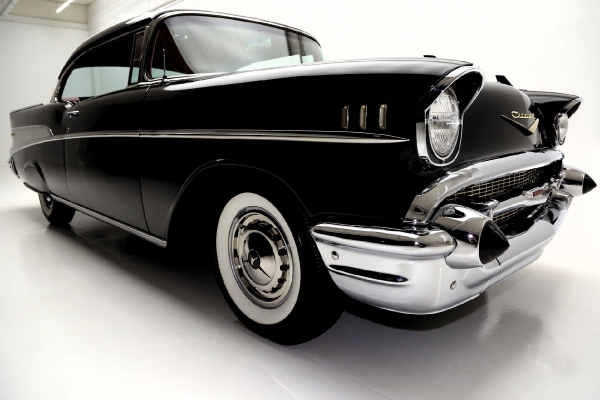 For Sale Used 1957 Chevrolet Bel Air Black Red & Black int 283 Auto | American Dream Machines Des Moines IA 50309