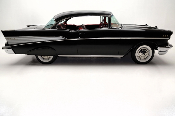 For Sale Used 1957 Chevrolet Bel Air Black Red & Black int 283 Auto | American Dream Machines Des Moines IA 50309