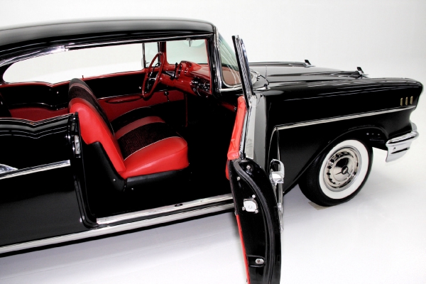 For Sale Used 1957 Chevrolet Bel Air Black Red & Black int 283 Auto | American Dream Machines Des Moines IA 50309