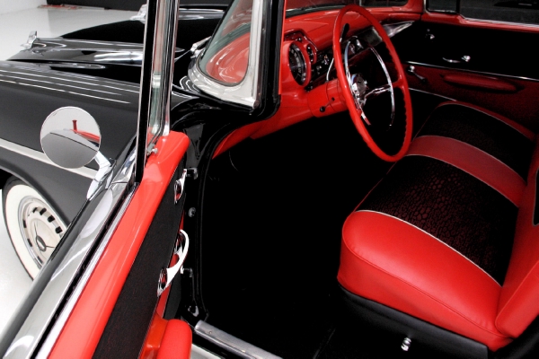 For Sale Used 1957 Chevrolet Bel Air Black Red & Black int 283 Auto | American Dream Machines Des Moines IA 50309