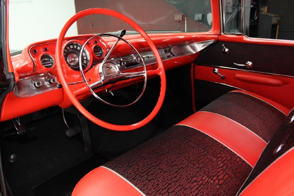 For Sale Used 1957 Chevrolet Bel Air Black Red & Black int 283 Auto | American Dream Machines Des Moines IA 50309