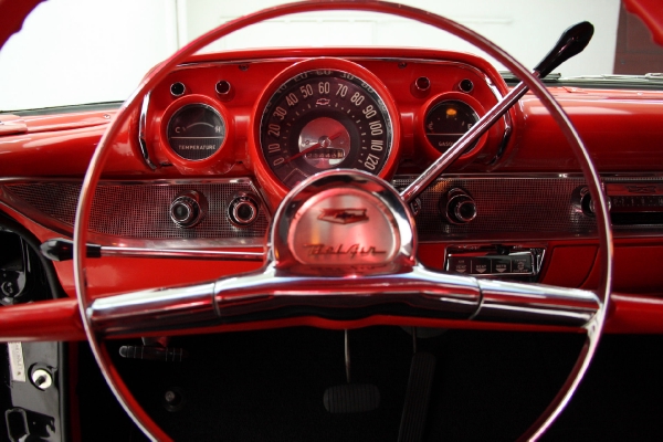 For Sale Used 1957 Chevrolet Bel Air Black Red & Black int 283 Auto | American Dream Machines Des Moines IA 50309