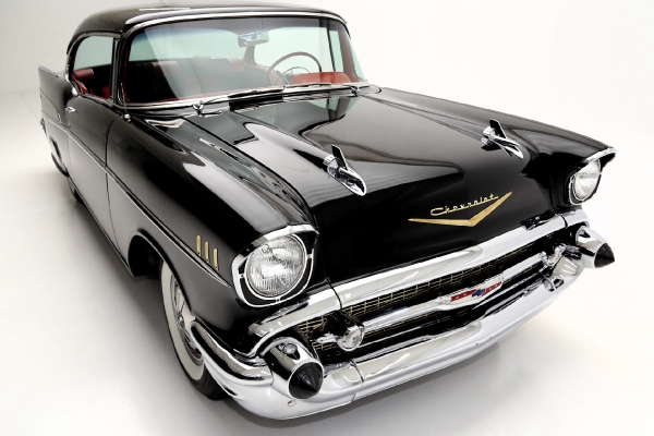 For Sale Used 1957 Chevrolet Bel Air Black Red & Black int 283 Auto | American Dream Machines Des Moines IA 50309